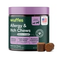 thumbnail image 1 of Wuffes Allergy & Itch Soft Chews, Dog Allergy Support with Colostrum, Vitamin E and Omega 3s for Dogs, Non-Drowsy Immune and Itchy Skin Support for All Dogs, 60 Soft Chews (12 oz), 1 of 8