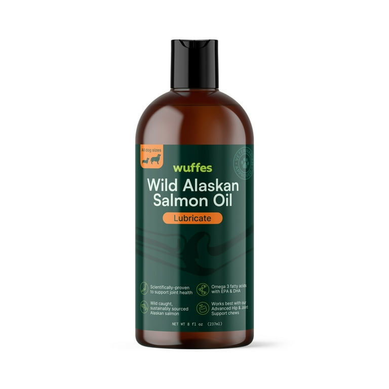 Wuffes Wild Alaskan Salmon Oil for Dogs Natural EPA DHA Fatty Acids and Omega 3 for Canines Healthy Skin and Coat Joint Support Reduced Allergic Response 100 Pure Fish