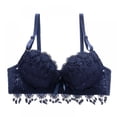 thumbnail image 1 of Wuffmeow Bra Women Lace Gather Bra Large Size Breathable Sexy Lace Jacquard Solid Bra For Women,Blue,36B, 1 of 6