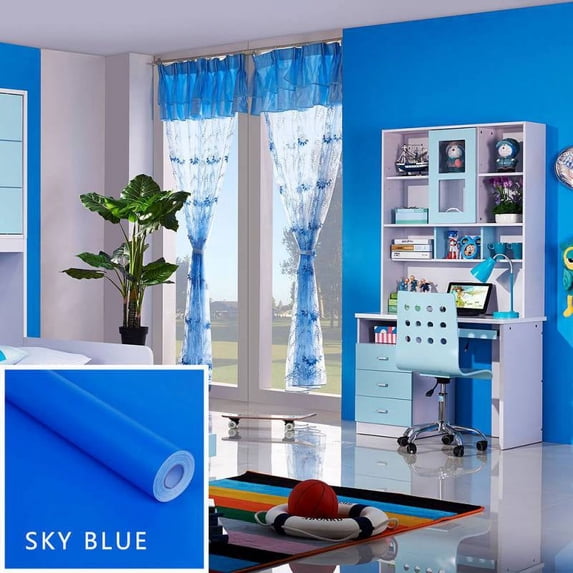 Wuffmeow Self-Adhesive Solid Color PVC Wallpaper Roll Peel and Stick Removable Waterproof Wall Sticker