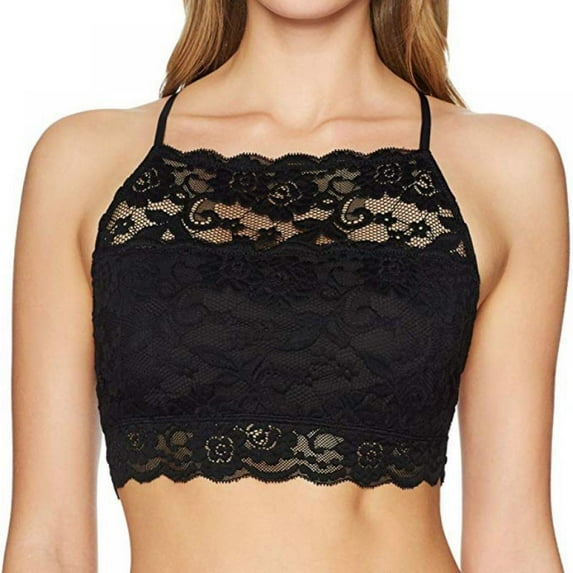 Wuffmeow Sexy Women Elastic Cage Lace Tank Tops Bra Bustier Fashion Back Cross Hollow Out Female Top New Hot,Black,XL
