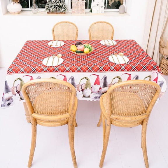 Wuffmeow Table Cloth Christmas New Year Party Decorations Tablecloth Xmas Elk Plaid Printed Dinner Table Cover