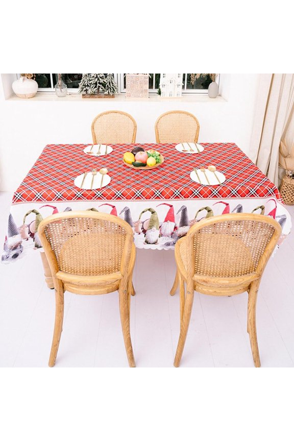 Wuffmeow Table Cloth Christmas New Year Party Decorations Tablecloth Xmas Elk Plaid Printed Dinner Table Cover