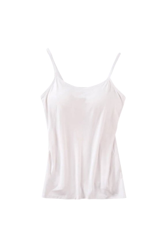 Wuffmeow Women Camisole Padded Double Layer Wire Free Adjustable Straps Solid Breathable Soft Fitness Active Top