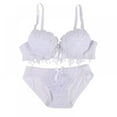 thumbnail image 1 of Wuffmeow Women Push Up Bra Set Floral Lace Underwear Set Underwire Brassiere Outfit White 36B, 1 of 5