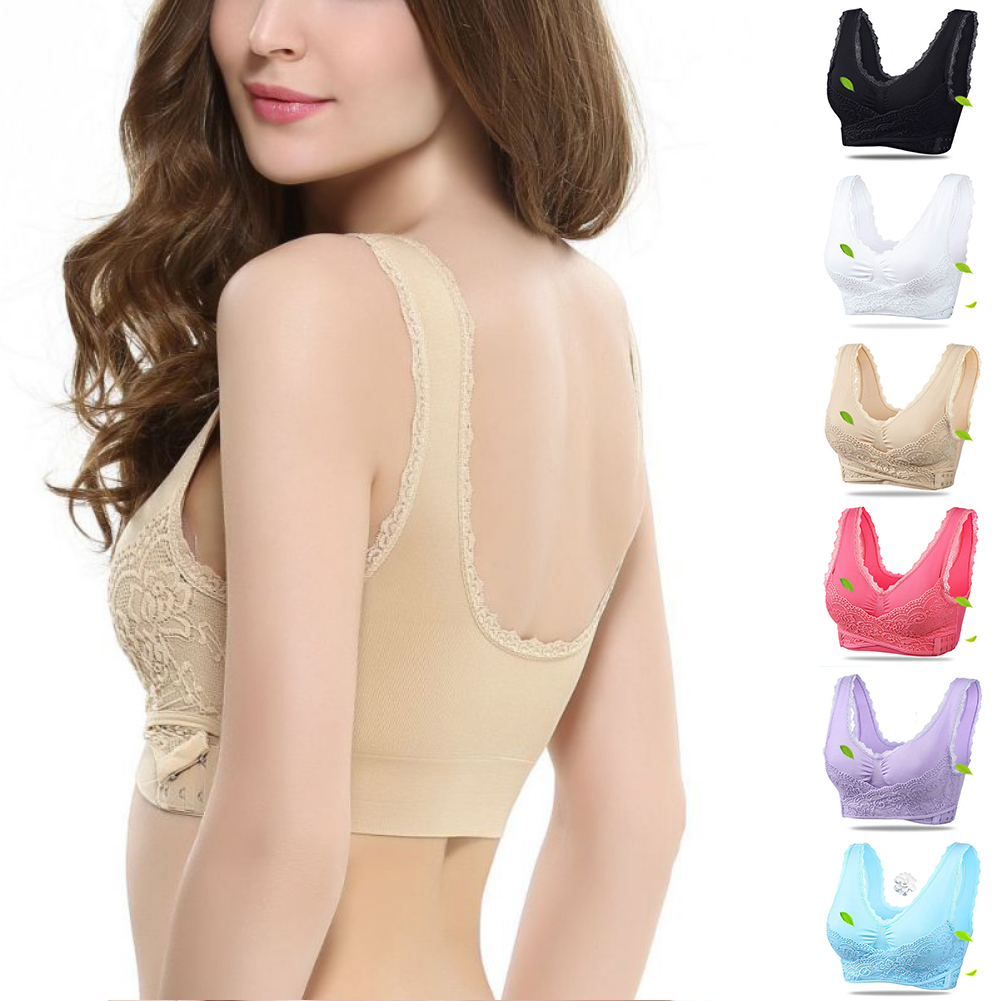 Wuffmeow Women Sexy Lace Bras Solid Color Cross Front Side Buckle Bra ...