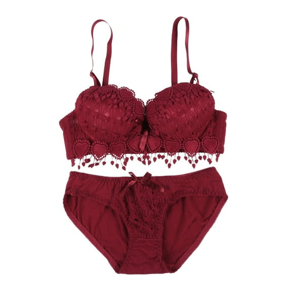 Wuffmeow Women Underwear Lingerie Corset Push Up Bra Set Girl Floral Lace Underwear Set Underwire Brassiere Outfit