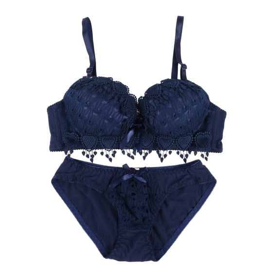 Wuffmeow Women Underwear Lingerie Corset Push Up Bra Set Girl Floral Lace Underwear Set Underwire Brassiere Outfit