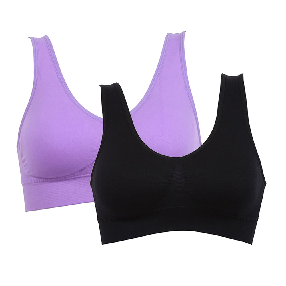 Wuffmeow Women's 2-Pack Light-Support Seamless Sports Bras Size M 