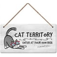 thumbnail image 1 of Wuhaoniu Cat Territory Enter at Your Own Risk Black Cat Wooden Plaque Funny Wall Tag Sign Decor Hanging Room Front Door Decoration Cat Lover Gift 6X12 Inches, 1 of 5