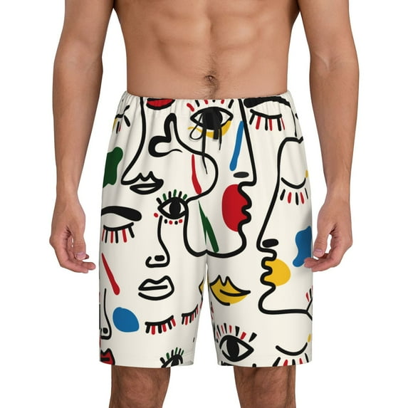 Wukai Aabstract Eyes Men’s Short Pajama Pants With Pockets Soft Sleep Pj Shorts for Men-X-Large
