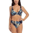 thumbnail image 1 of Wukai Abstract Blue Squares Women's Bikini Set Two Piece,wimsuit High Waisted V Neck Twist Front Adjustable Spaghetti Straps Bathing Suit-, 1 of 7