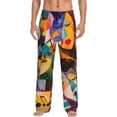 thumbnail image 1 of Wukai Abstract Musical Faces Mens PJ Pajama Pants|Sleepwear Plaid PJs with Pockets|Men's Lightweight Open-Hem Lounge Pants-Large, 1 of 6