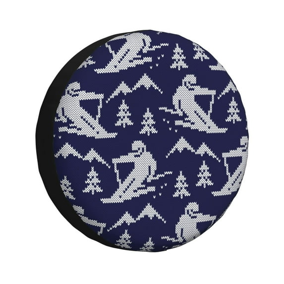 Wukai Abstract Skiing Print Spare Tire Cover for RV Trailer,Waterproof PVC Faux Leather Wheel Cover Fit for Truck,Trailer,RV,SUV,Camper and Most Vehicle-15 inch