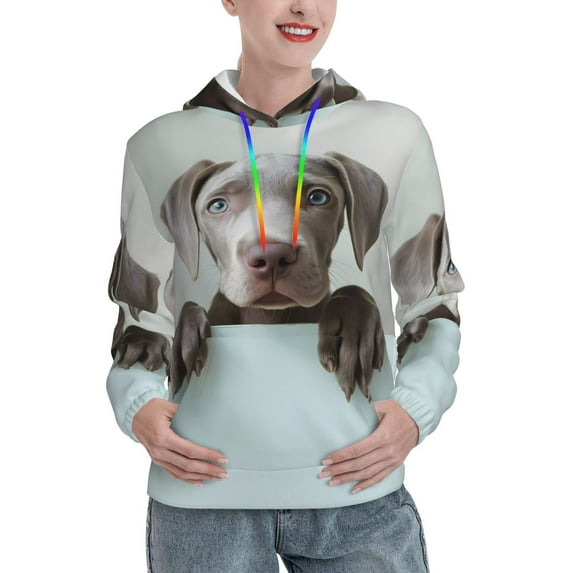 Wukai Adorable Puppy Portrait Print Womens Hoodies Fleece Sweatshirts Long Sleeve Sweaters Pullover Fall Outfits Winter Clothes-Medium