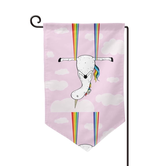 Wukai Aerial Yoga for Unicorn Print Garden Flag 12.5x18 Inch Double Sided Sun-resistant Rain-resistant, Wrinkle-resistant Colorfast(Only Flag)