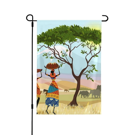 Wukai African Women Garden Flags Double Sided Welcome Garden Yard House Flags Outside Outdoor House (Only Flag)