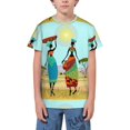 thumbnail image 1 of Wukai African Women Youth Unisex Short Sleeve T-Shirt for Boys, Girls, Teens, and Kids-X-Small, 1 of 7
