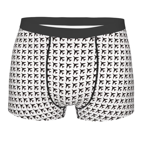 Wukai Airplane Print Men’s Underwear Breathable Boxer Briefs, Moisture Wicking & Breathable-Medium