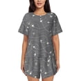 thumbnail image 1 of "Wukai Airplane Routes Around The World Women's Pajama Set - Short-Sleeve Top and Shorts with Elastic Waistband and Pockets for Loungewear, Yoga, and Casual Wear-3X-Large, 1 of 8