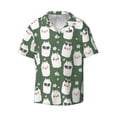 thumbnail image 1 of Wukai Alpaca Faces Men's Casual Short-Sleeve Button Down Shirt - Lightweight Summer Dress Shirt for Daily Wear-Small, 1 of 7