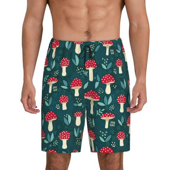 Wukai Amanita Mushroom Men’s Short Pajama Pants With Pockets Soft Sleep Pj Shorts for Men-4X-Large