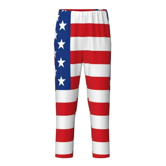 Wukai America Flags3 Print Teenagers' Pajama Pant Sleep Pajama Lounge Pant PJ Bottoms with Pockets and Button Fly(Available in Big & Tall)-Large