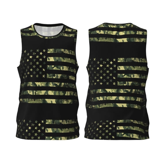 Wukai American Flag Camo Men’s Basketball JerseyLarge