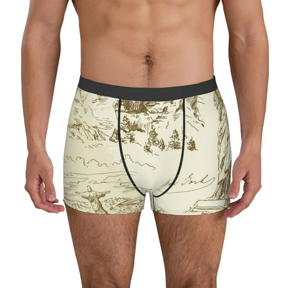Wukai American Monuments Print Men’s Underwear Breathable Boxer Brief for Men, Moisture Wicking & Breathable-Small