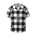 thumbnail image 1 of Wukai Anchor Black Tartan Plaid Men's Casual Short-Sleeve Button Down Shirt - Lightweight Summer Dress Shirt for Daily Wear-3X-Large, 1 of 7