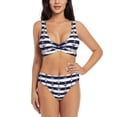 thumbnail image 1 of Wukai Anchors Women's Bikini Set Two Piece,wimsuit High Waisted V Neck Twist Front Adjustable Spaghetti Straps Bathing Suit-Medium, 1 of 7