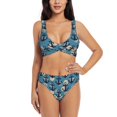 thumbnail image 1 of Wukai Anchors Women's Bikini Set Two Piece,wimsuit High Waisted V Neck Twist Front Adjustable Spaghetti Straps Bathing Suit-Medium, 1 of 7