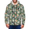 thumbnail image 1 of Wukai Animal Heads Print Men's Zip-Up Hoodie,Fleece Full-Zip Hoodie for Men, Hooded Sweatshirt-Small, 1 of 5
