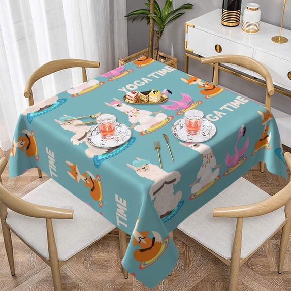 Wukai Animal Meditation Waterproof Tablecloth for Kitchen Dining, Fits Square Tables for 2-4 Seats -60"x60"