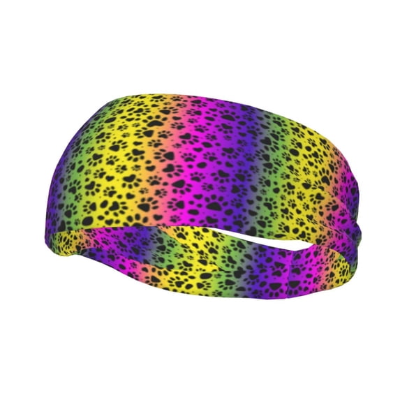 Wukai Animal Paw Rainbow Sports sweatband,Men & Women Sweatband Headband for Running, Cross Training, Racquetball, Working Out