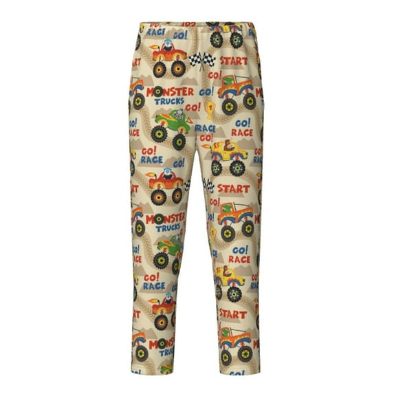 Wukai Animal Truck Print Teenagers' Pajama Pant Sleep Pajama Lounge Pant PJ Bottoms with Pockets and Button Fly(Available in Big & Tall)-Large