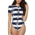 thumbnail image 1 of Naloa Anchors Women's Short-Sleeved Onesie, One-Piece Swimsuit for Parties, dates, clubs - X-Large, 1 of 9