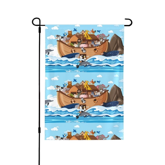 Wukai Animals on Noah's Ark Floating Garden Flags Double Sided Welcome Garden Yard House Flags Outside Outdoor House (Only Flag)