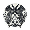thumbnail image 1 of Wukai Artistic Black White Peacocks Print Decorative Plate for Display,Bone China Decorative Plate, Ceramic Dinner Plate with Stand, Vertical Ceramic Plate-8in, 1 of 6
