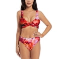 thumbnail image 1 of Wukai Autumn Maple Leaves Women's Bikini Set Two Piece,wimsuit High Waisted V Neck Twist Front Adjustable Spaghetti Straps Bathing Suit-Small, 1 of 7