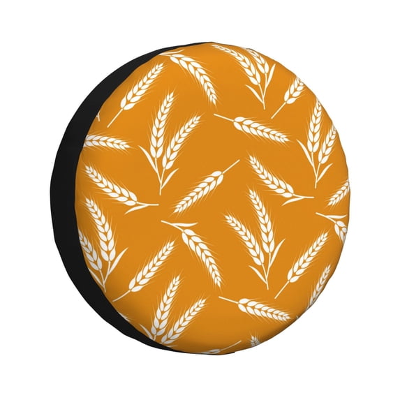 Wukai Autumn Orange Wheat Print Spare Tire Cover for RV Trailer,Waterproof PVC Faux Leather Wheel Cover Fit for Truck,Trailer,RV,SUV,Camper and Most Vehicle-15 inch