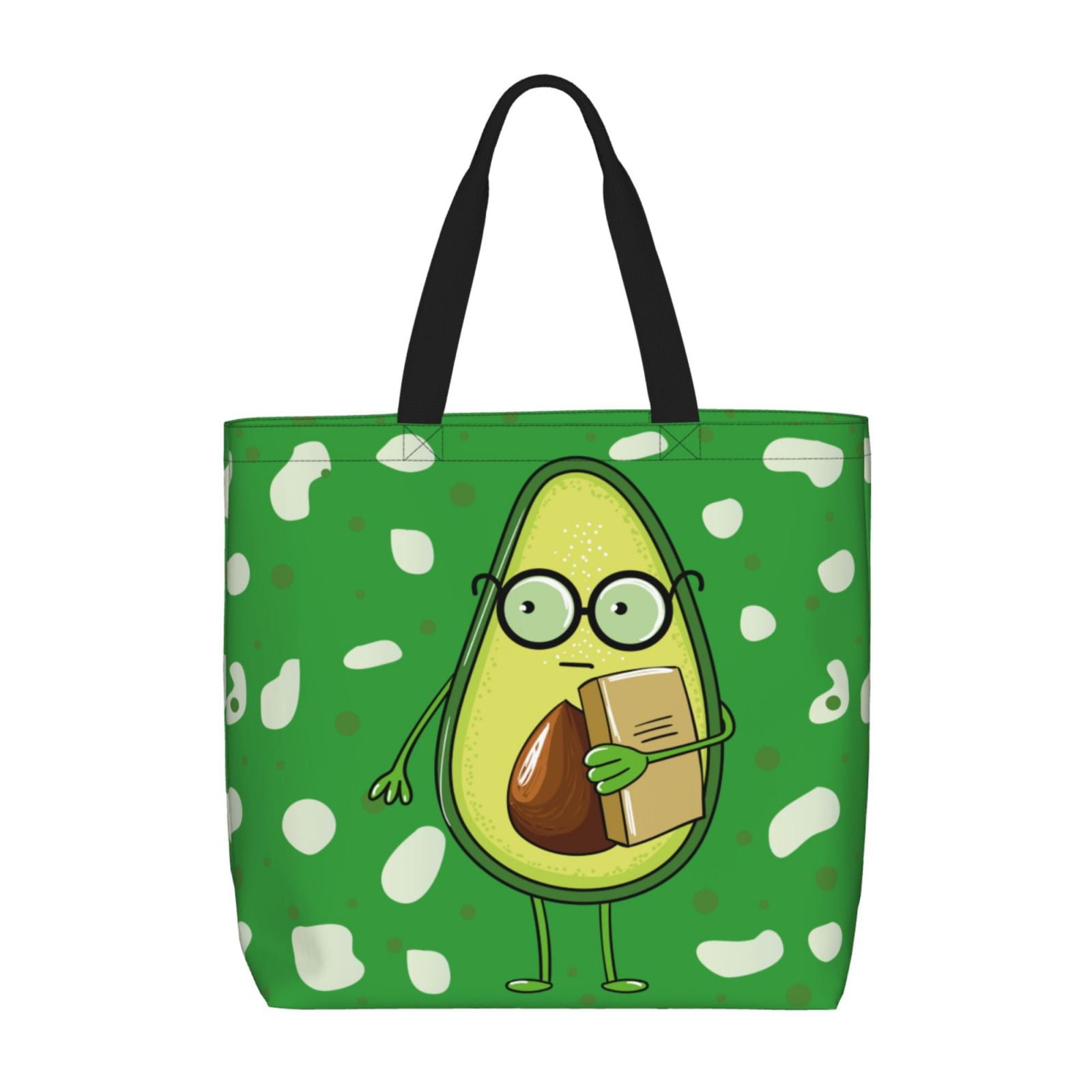 Wukai Avocado with Glasses Print Reusable Grocery Bag Shopping Bags ...