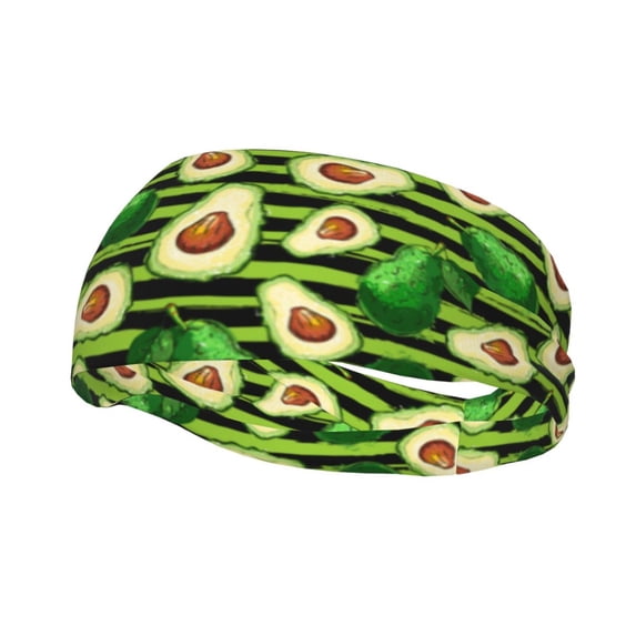 Wukai Avocado Green Striped Sports sweatband,Men & Women Sweatband Headband for Running, Cross Training, Racquetball, Working Out