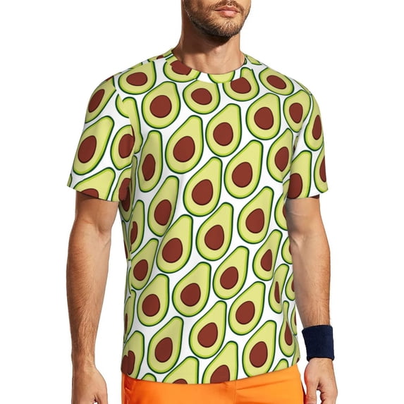 Wukai Avocado Print Men's Short-Sleeved Mesh T-Shirt,Quick-Dry Short Sleeve Workout T-Shirt-XX-Large