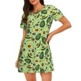 thumbnail image 1 of Wukai Avocado With Seeds Print Women's Loose Short Sleeve Nightgown, Soft Sleep Dress for Comfortable Relaxation, Casual Lounge Wear, 1 of 6