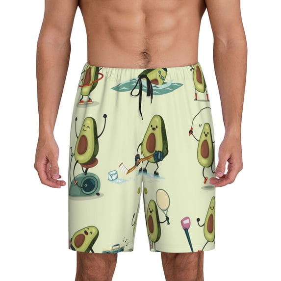 Wukai Avocado for Exercise Men’s Short Pajama Pants With Pockets Soft Sleep Pj Shorts for Men-Large