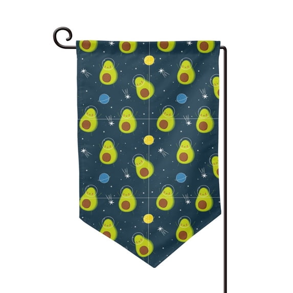 Wukai Avocado in Space Print Garden Flag 12.5x18 Inch Double Sided Sun-resistant Rain-resistant, Wrinkle-resistant Colorfast(Only Flag)