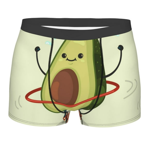 Wukai Avocado1 Print Men’s Underwear Breathable Boxer Briefs, Moisture Wicking & Breathable-Large