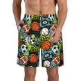 thumbnail image 1 of Wukai Balls Print Beach Trunks with Compression Liner Swimsuit Quick Dry Beach Sports Shorts with Pocket-Small, 1 of 8