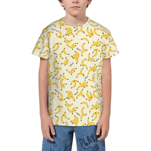Wukai Banana Youth Unisex Short Sleeve T-Shirt for Boys, Girls, Teens, and Kids-X-Small